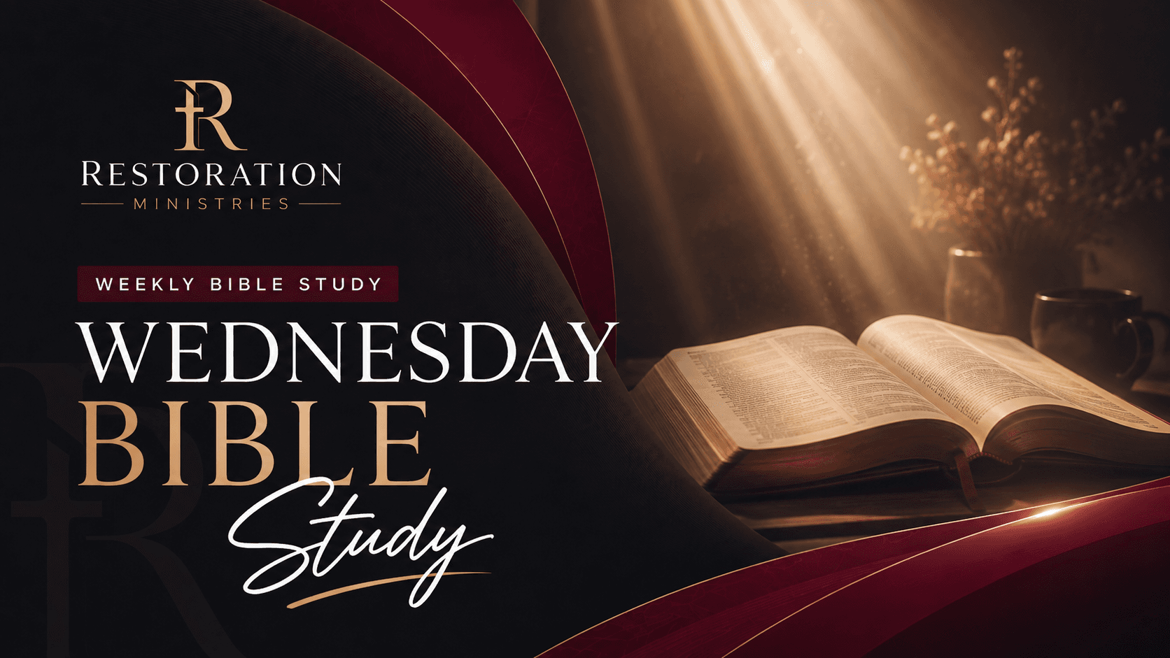 Restoration Ministries Wednesday Bible Study branded graphic
